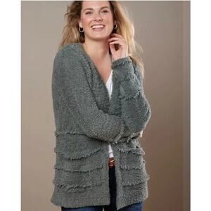 Barefoot Dreams Women Boardwalk Cardigan Green‎ Sage Size Medium